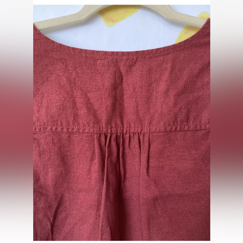 Caslon Linen Blend Side Button Rust Red V Neck Tank Top Size Small - Picture 8 of 9